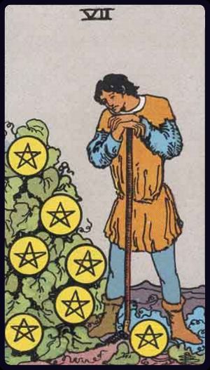 Tarotkarte Tujuh Koin